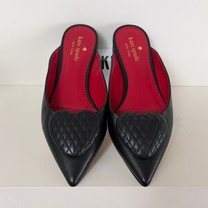 Size 8 Kate Spade “Melena” Black Quilted Slip-On Mule with Red Insole